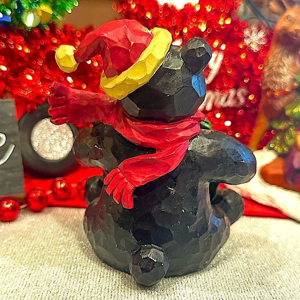 Santa Black Bear Christmas‎ Wreath Holiday Picture Frame